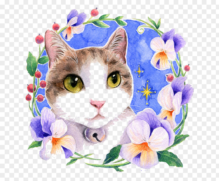 Watercolor Cat Watercolor: Flowers Watercolour Painting PNG
