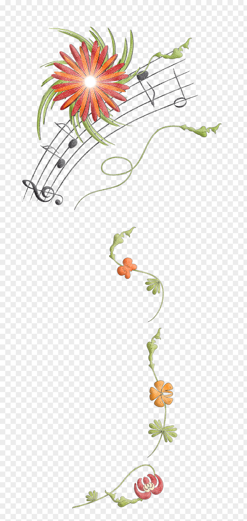 Design Floral Musical Note PNG
