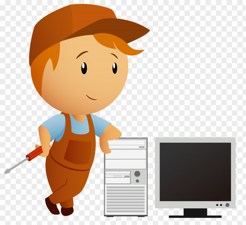 Computer Repair Technician Cartoon PNG
