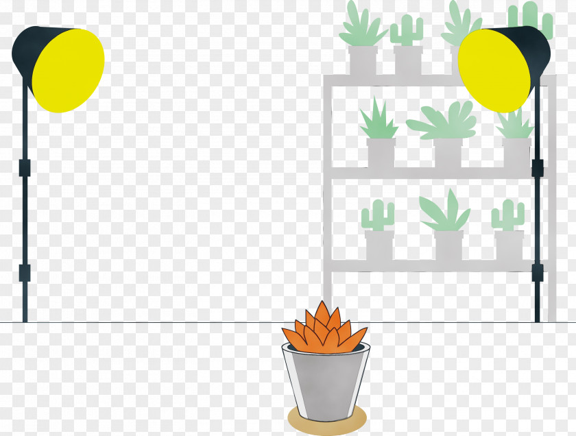 Energy Yellow Flower Flowerpot Font PNG