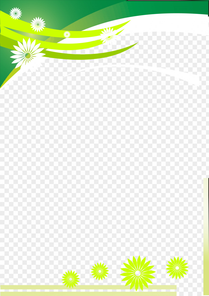Green Floral Border Paper Poster PNG