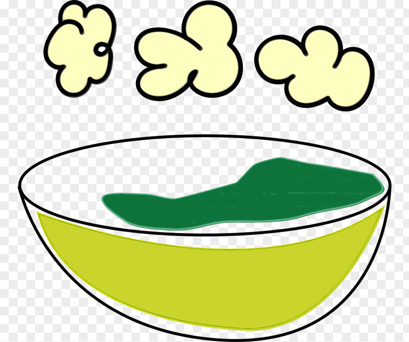 Mixing Bowl Yellow Green Leaf Watercolor PNG