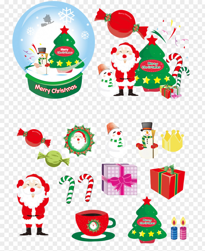 Santa Claus And Christmas Creative Crystal Ball Ornament Tree Clip Art PNG