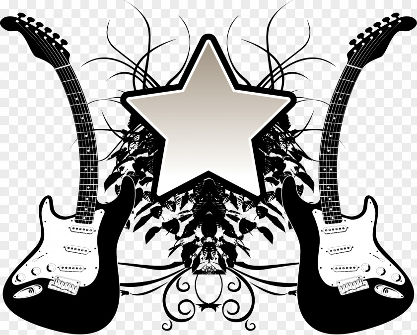 Deformation Guitar Five-pointed Star Vector Material PNG