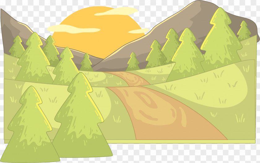 Dusk Mountain Views Euclidean Vector Landscape Illustration PNG