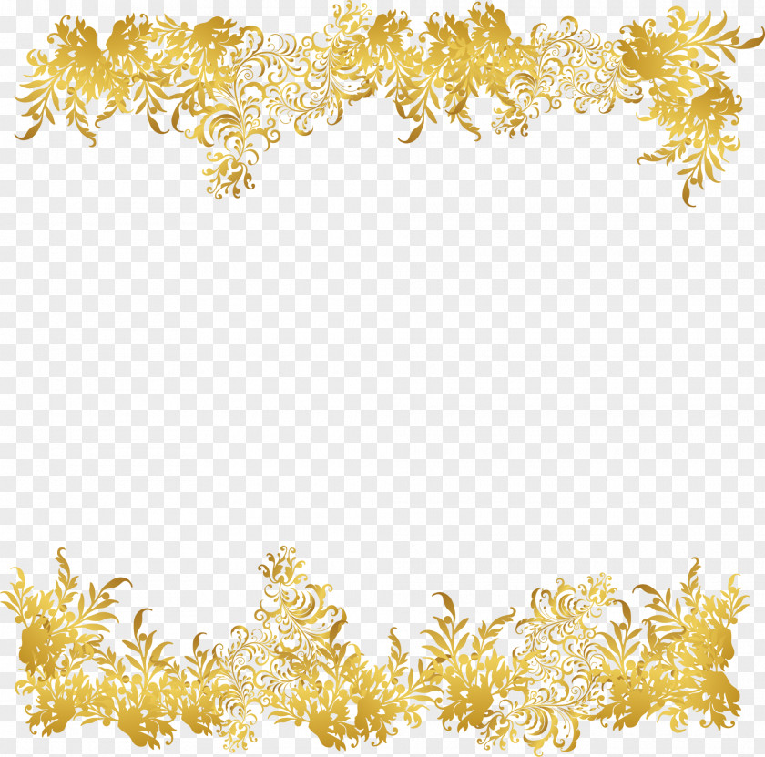 Golden Flower Rattan Frame Euclidean Vector PNG