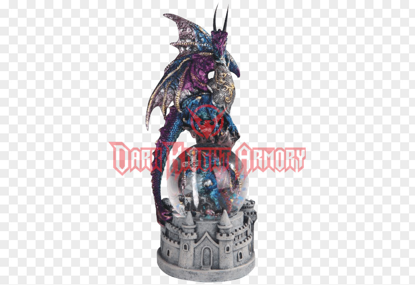 Snow Castle Dragon Globes Figurine Legendary Creature PNG