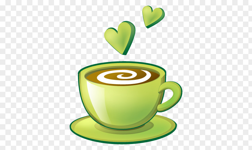 Green Love Coffee Cup Cappuccino Espresso Cafe PNG