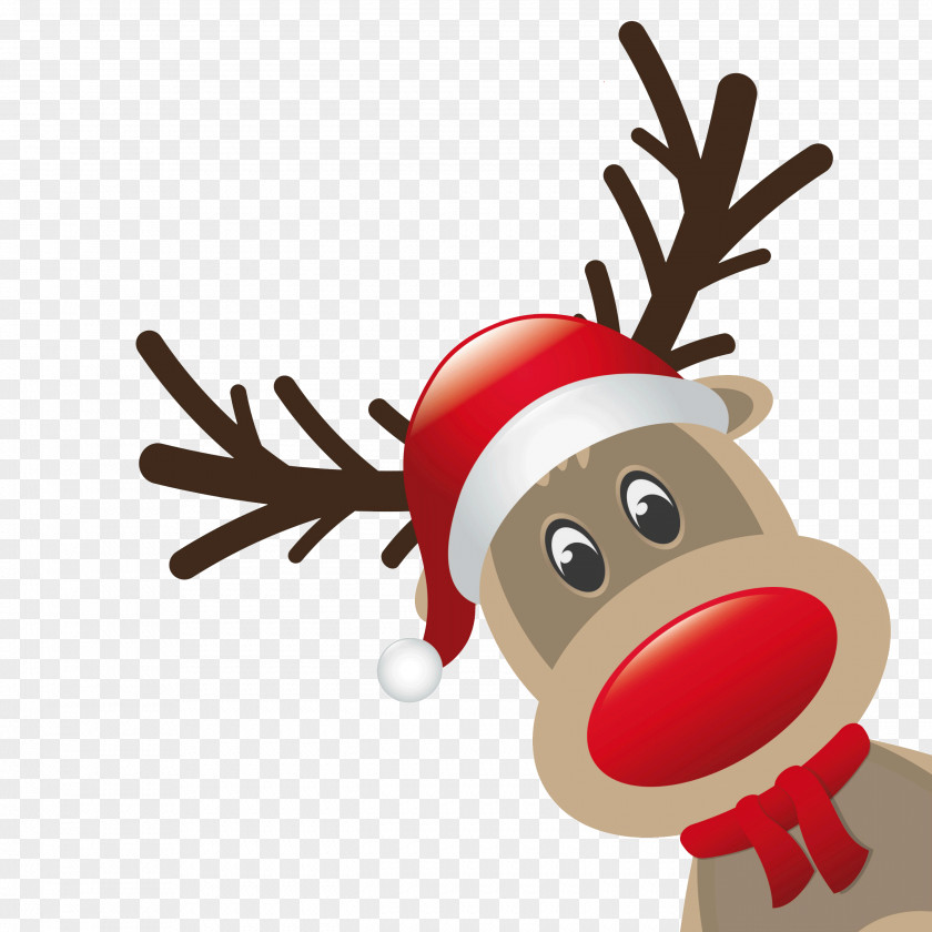 Reindeer Rudolph Santa Claus Christmas Card PNG