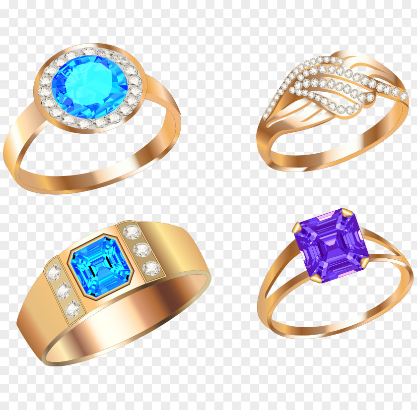 Variety Of Diamond Ring Hand Painted Gemstone Charms & Pendants Cut Illustration PNG