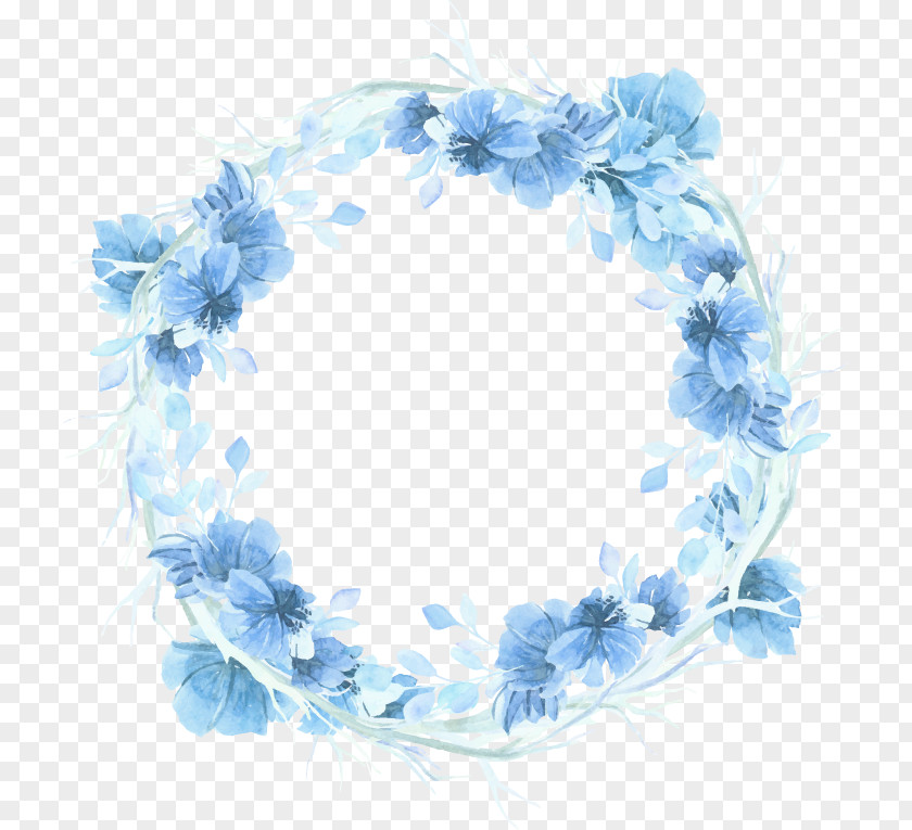 Flower Wreath Watercolour Flowers Blue Watercolor Painting PNG