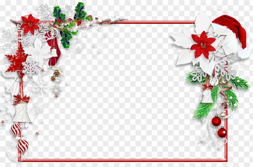 Picture Frame Holly Christmas And New Year Background PNG