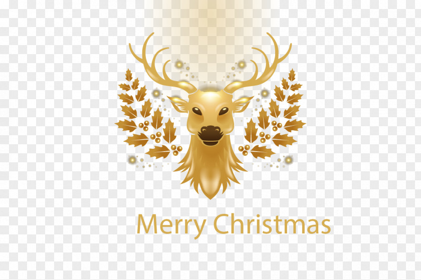 Golden Light Effect Reindeer Christmas Gold PNG