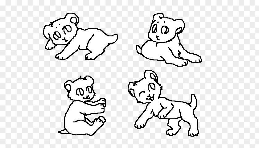 Lion Cub Dog Line Art Painting Digital PNG