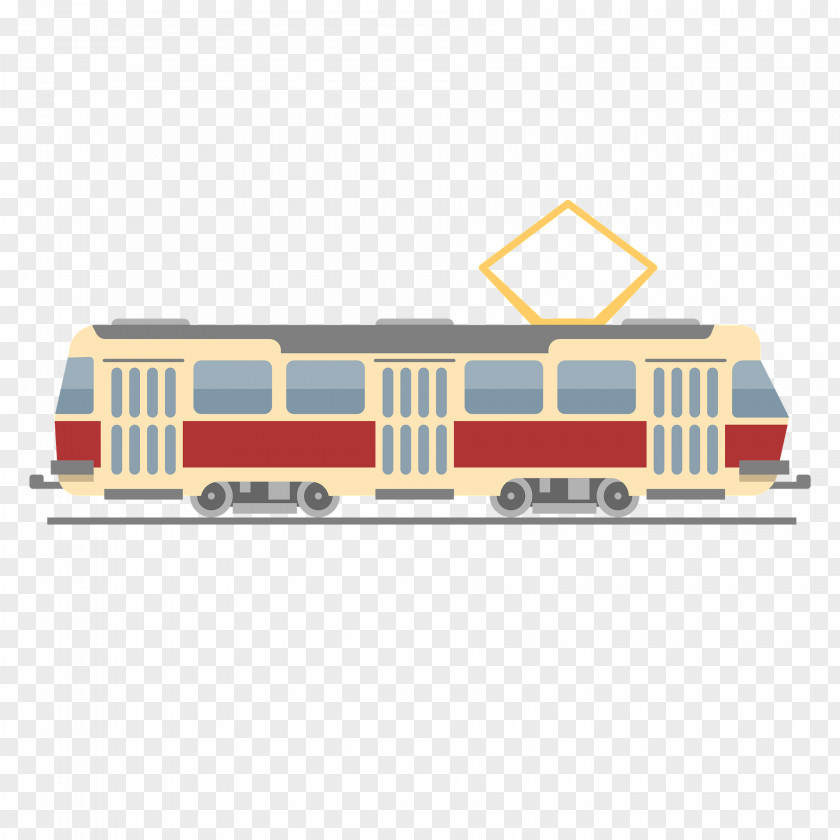 Rail Train Tram Transport Red Car Trolley Railroad PNG
