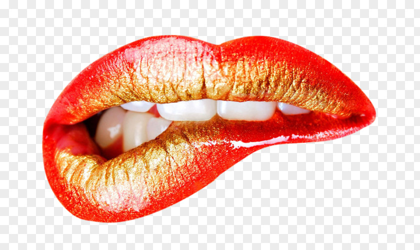 Gold Kiss Lip Mouth Clip Art PNG