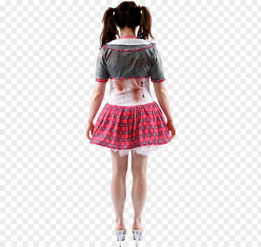 Schoolgirl Miniskirt Shoulder Tartan Sleeve Costume PNG