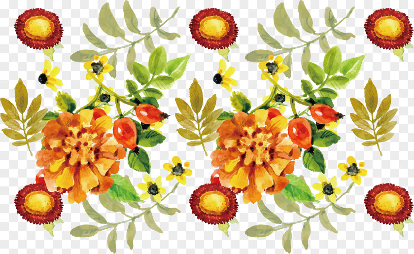Oil Painted Flowers Vector Material Floral Design Watercolor Painting PNG