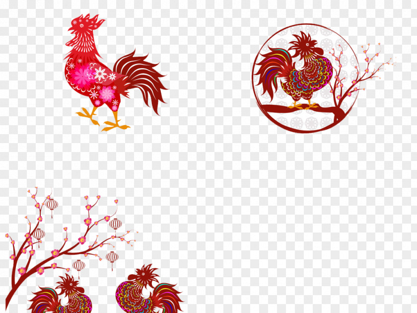 Chicken Combination Of Elements Rooster Illustration PNG