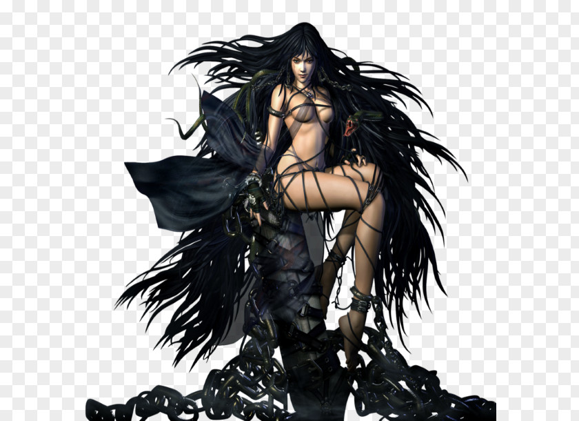 Demon Fantasy Black Hair Legendary Creature Poster PNG