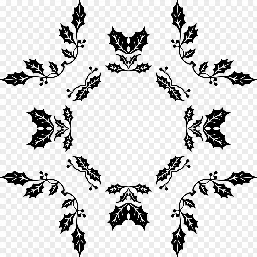 Ivy Black And White Holly Clip Art PNG