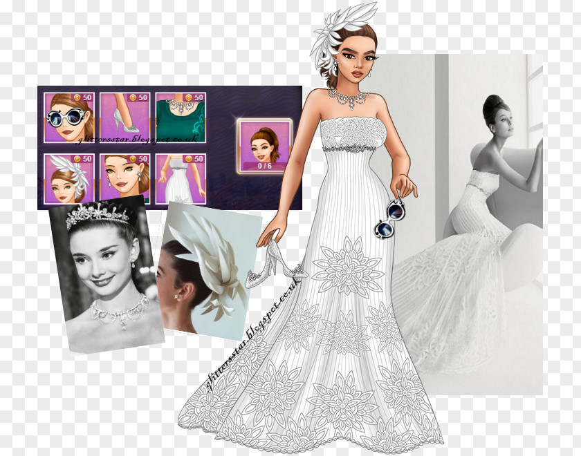 Audrey Hepburn Contemporary Western Wedding Dress Bride Cocktail Gown PNG
