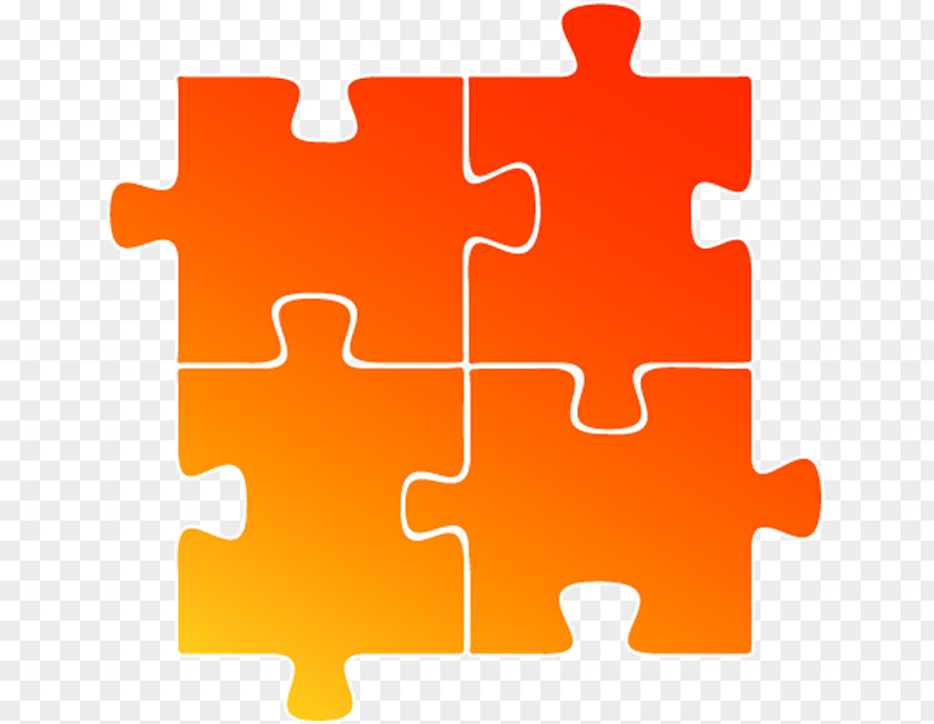 Jigsaw Puzzle Pieces, Orange. PNG