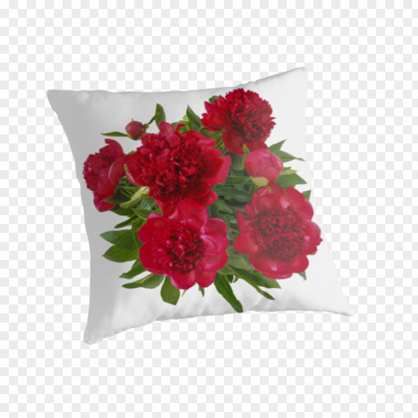 White Peony Bark Rose Cut Flowers Floral Design Throw Pillows PNG