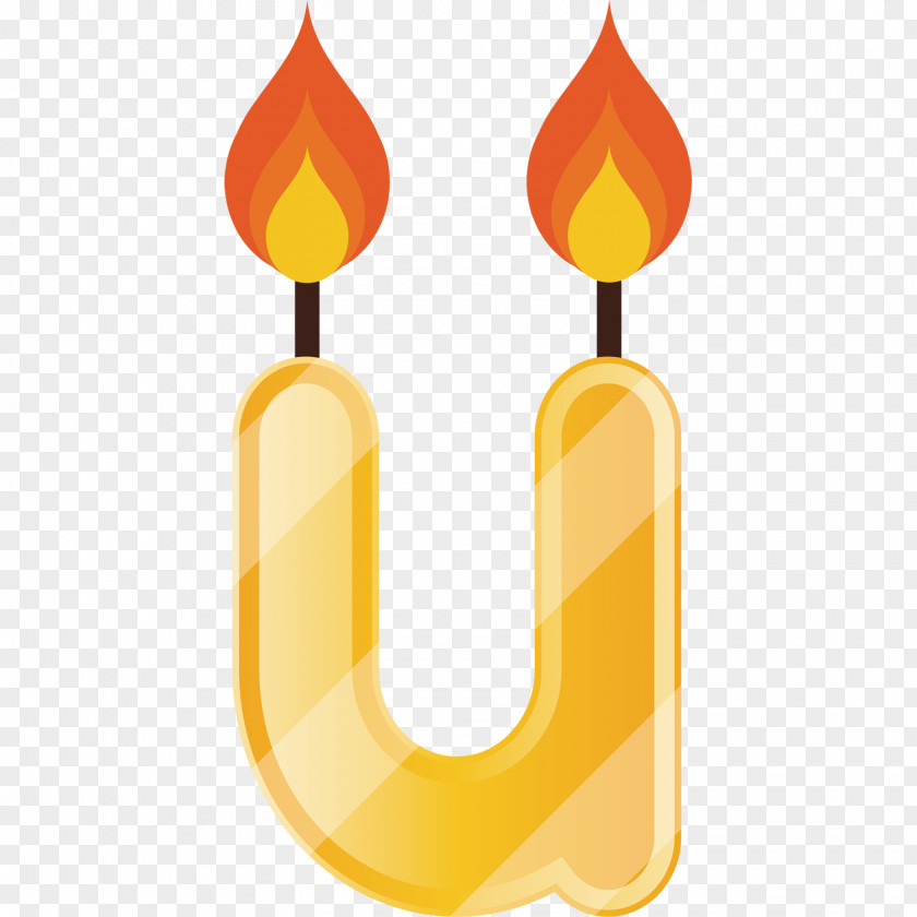 Cartoon Hand Painted U Candle Letter Drawing PNG