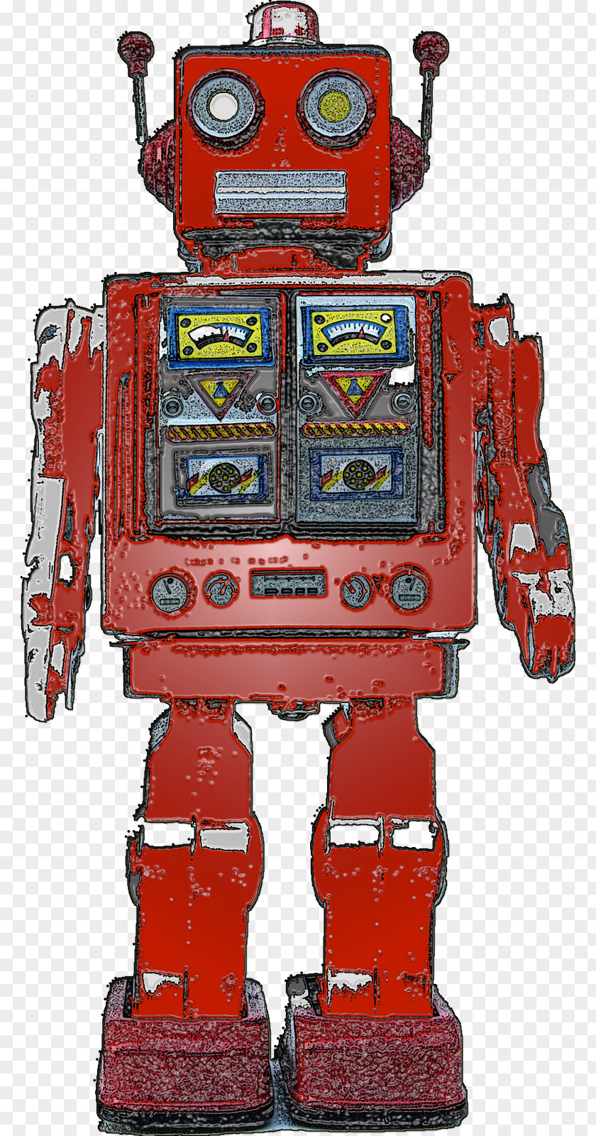Robot Mecha Figurine Retro Style PNG