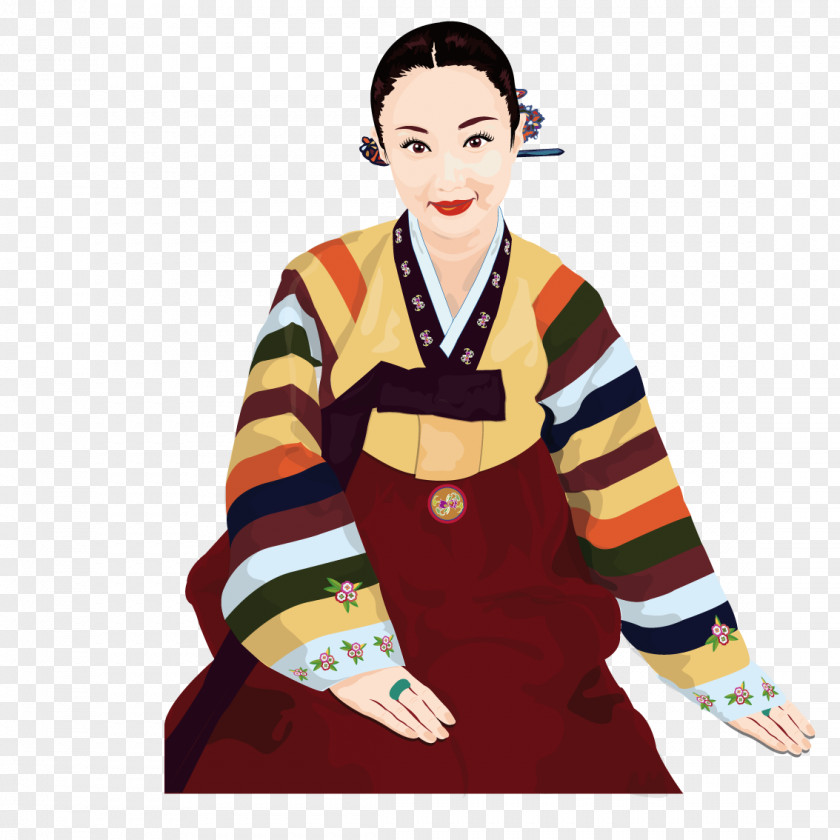 South Korea Women's Clothing Woman Cartoon Hanbok Illustration PNG