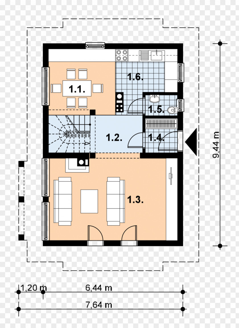 House Facade Floor Plan Balcony Bedroom PNG