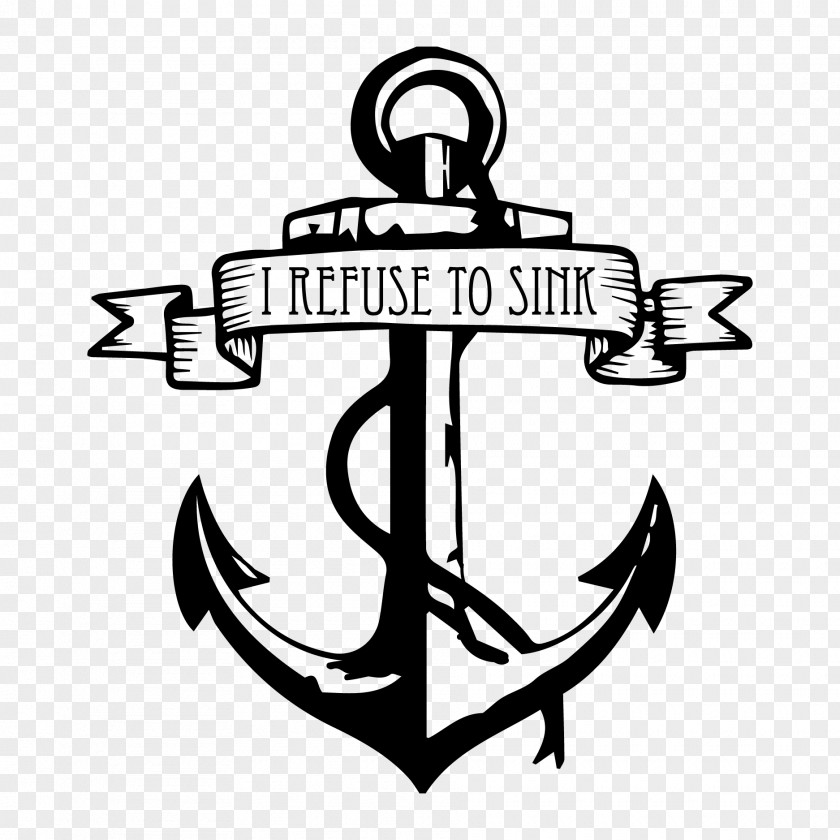 Line Art Calligraphy Anchor PNG