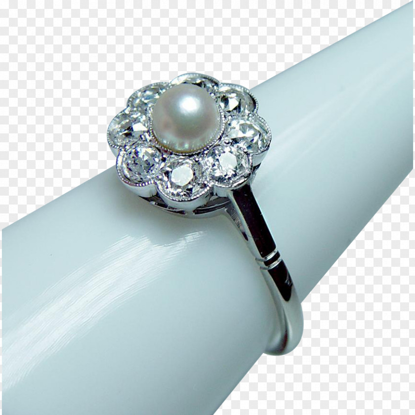 Ring Pearl Wedding Crystal Silver PNG