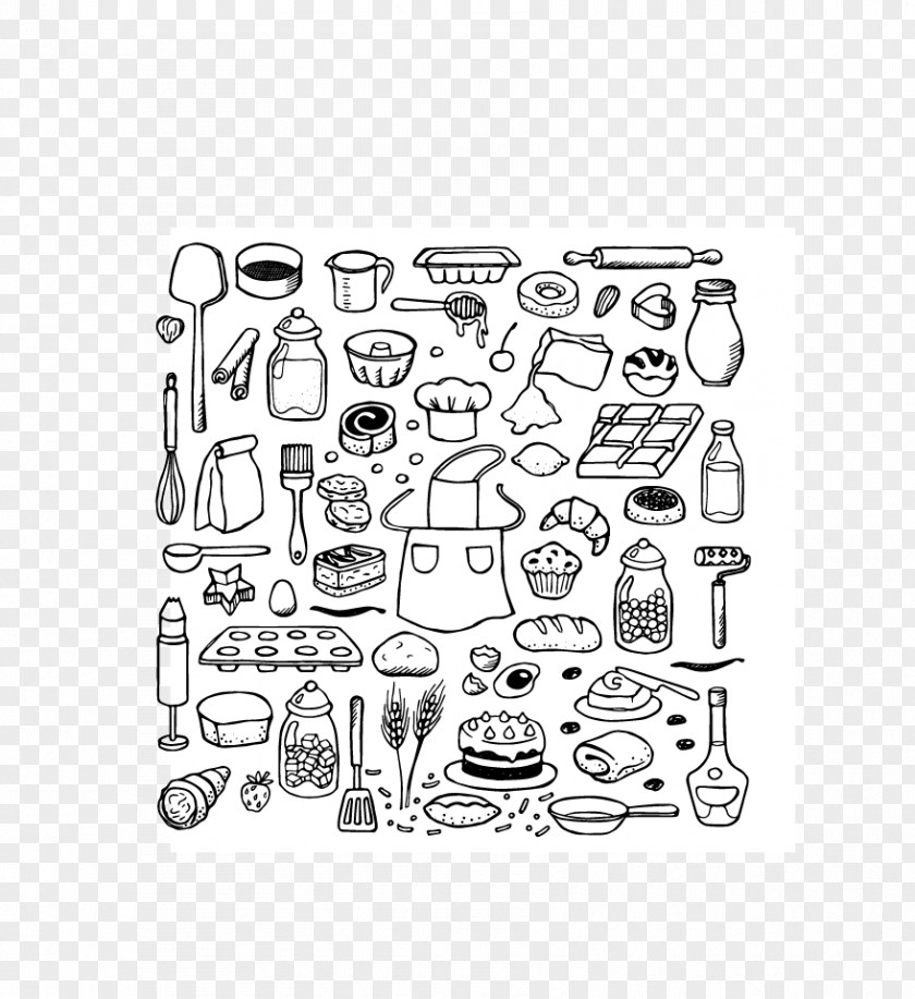 Vector Bottle Shovel Bakery Drawing Doodle Cooking PNG