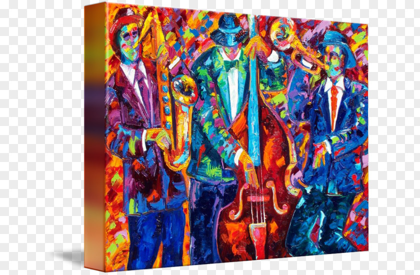 Abstract Jazz Poster Textile Modern Art Gallery Wrap Acrylic Paint Canvas PNG