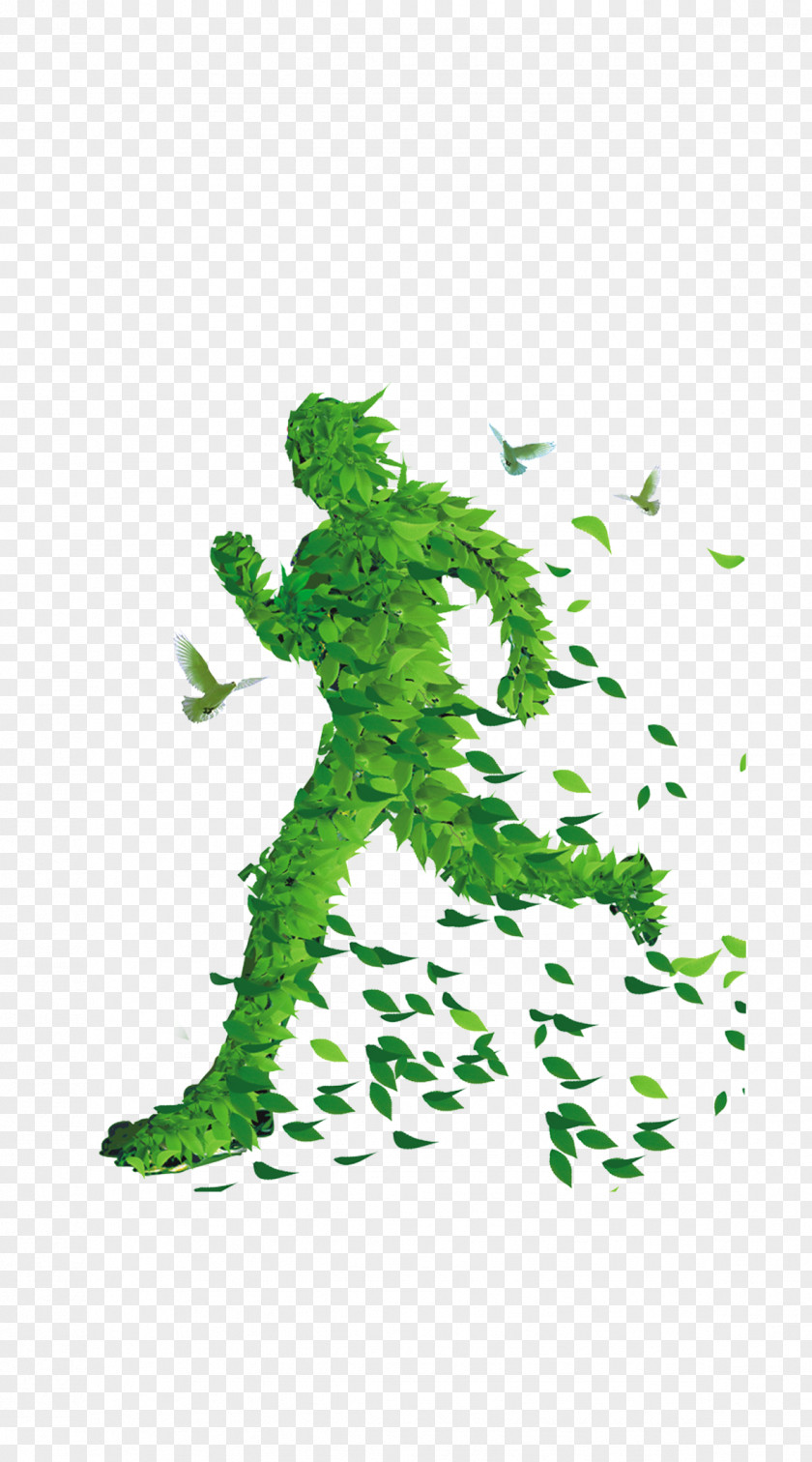 Green Man Running Poster PNG