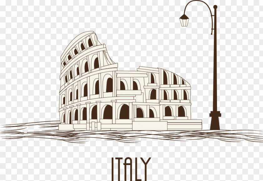 Vector Colosseum With Street Illustration PNG