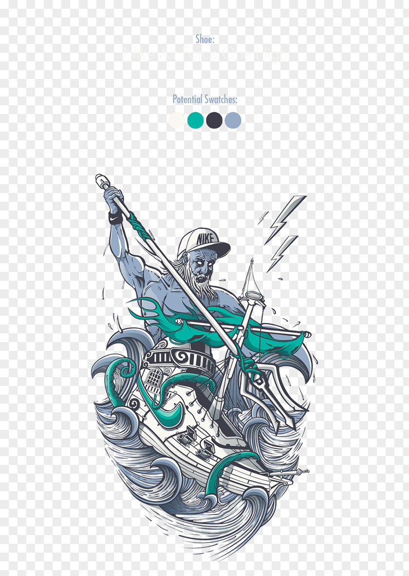 Birmingham Illustration Graphic Design Sneakers Poseidon PNG