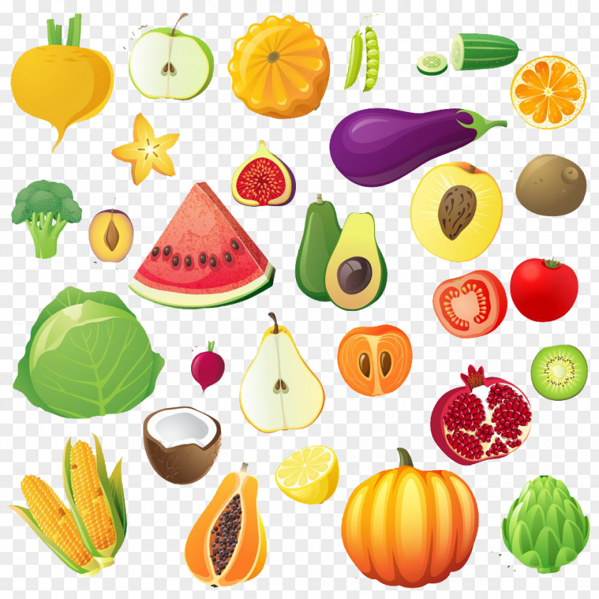 Cartoon Fruits And Vegetables Image Fruit Vegetable Drawing Illustration PNG