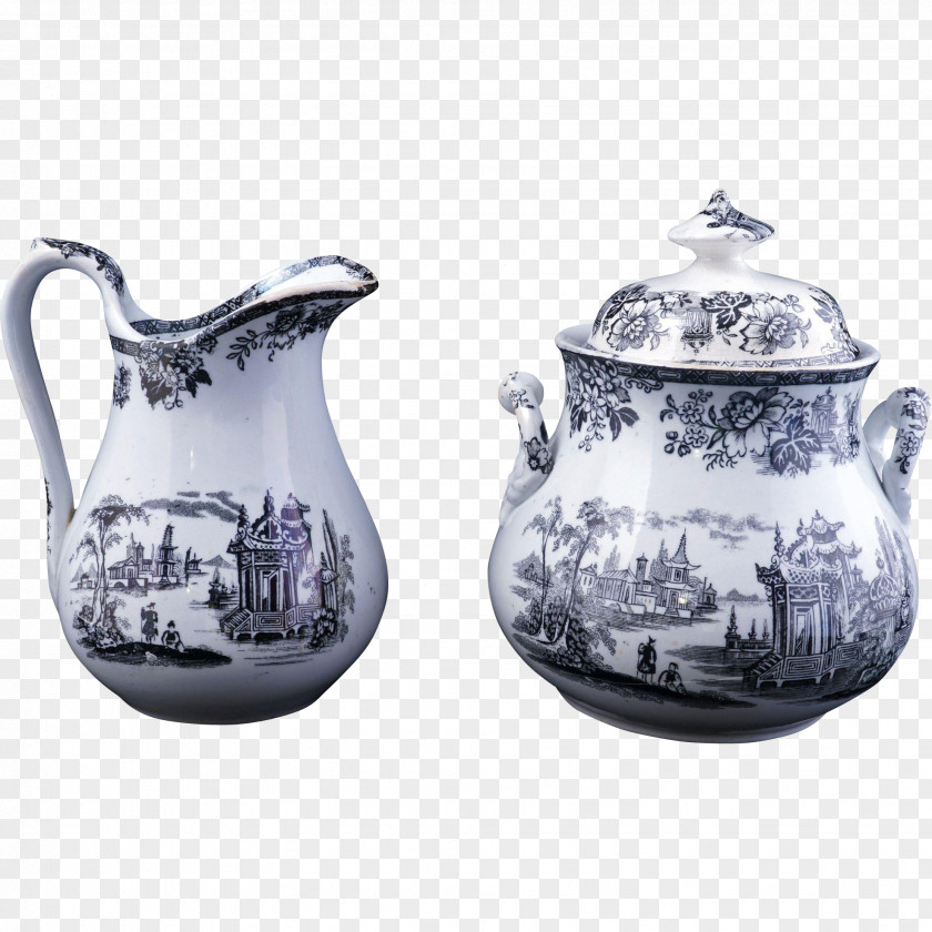 Chinoiserie Ceramic Jug Teapot Pitcher Tableware PNG