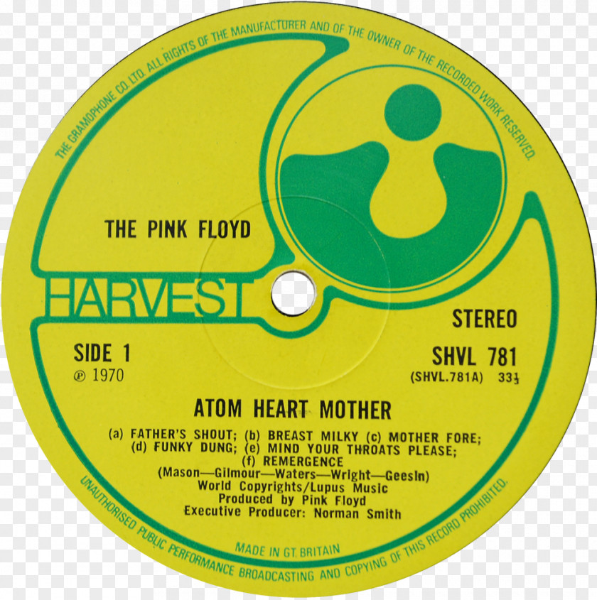 Mothers Day Label Pink Floyd Atom Heart Mother Ummagumma LP Record The Piper At Gates Of Dawn PNG