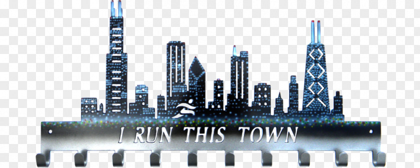 Sports Hand Painted Skyline Chicago Marathon T-shirt Whitney M. Young Magnet High School Skyscraper PNG