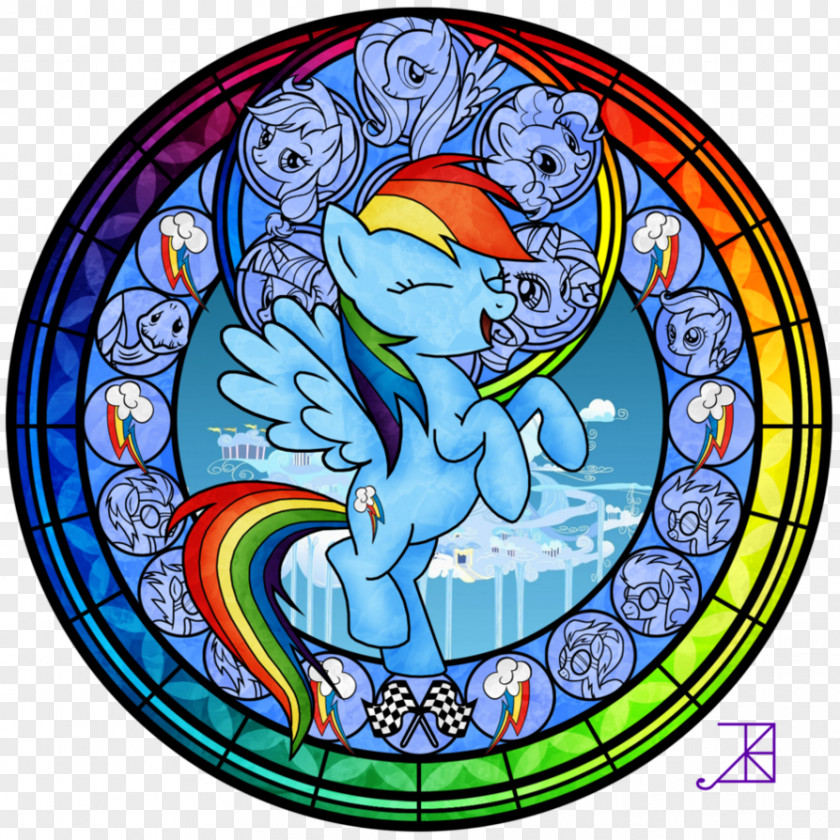 Stained Rainbow Dash Pony Glass PNG