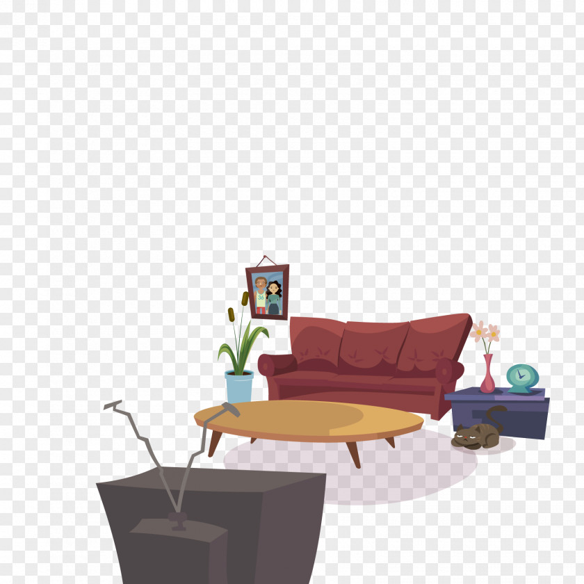 Vector Living Room Sofa Couch PNG