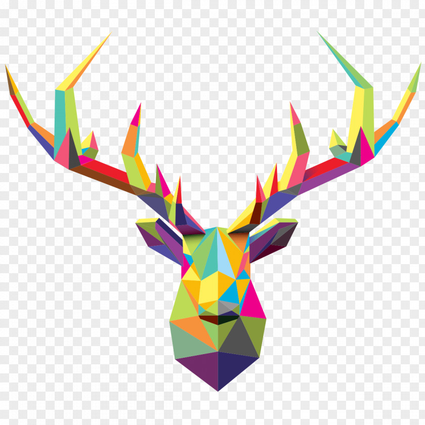 Origami Reindeer Low Poly PNG