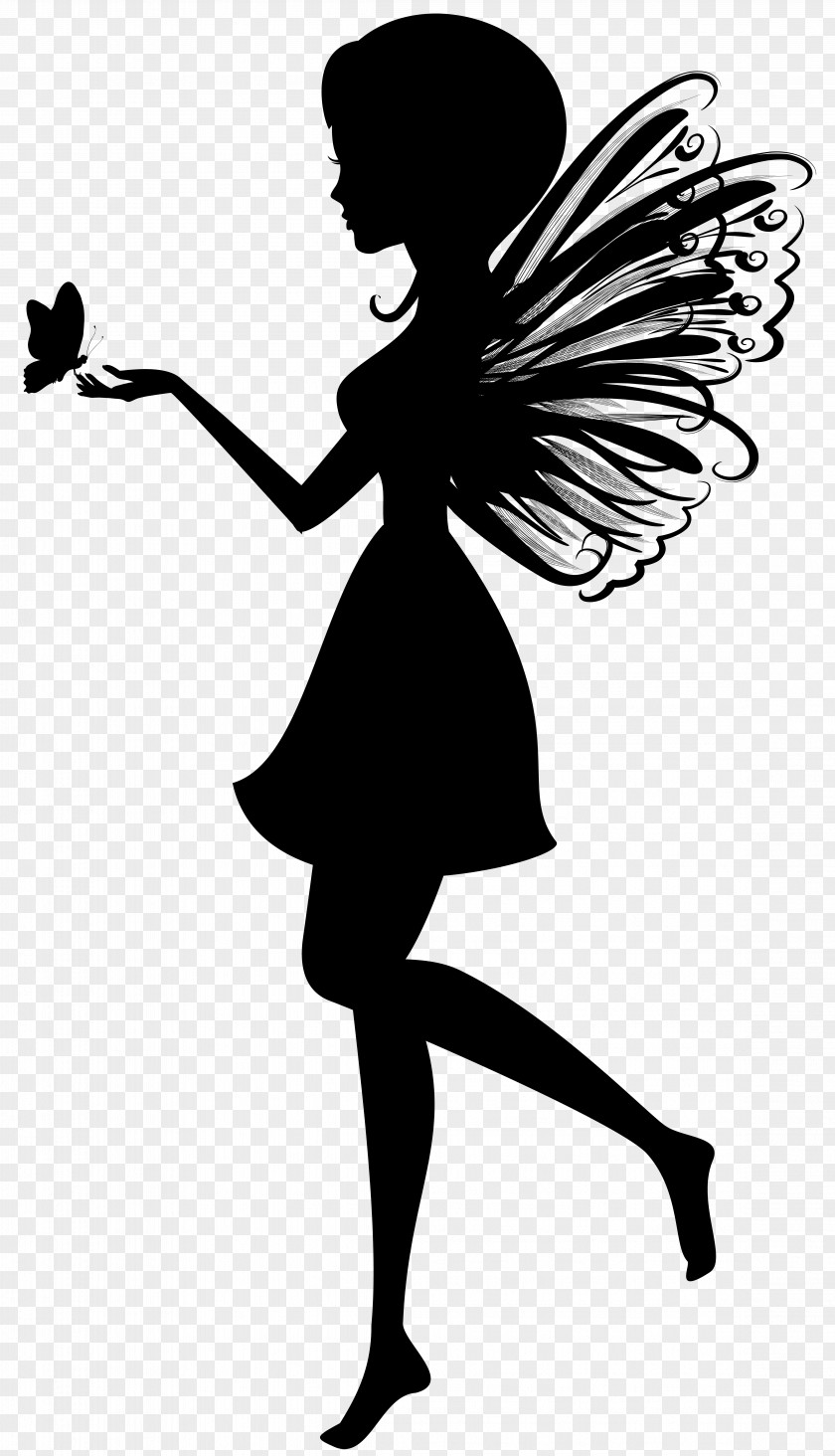 Fairy With Butterfly Silhouette Clip Art Image PNG