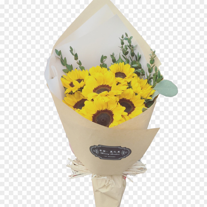 Yellow Sunflower Bouquet Flower Floral Design Common PNG