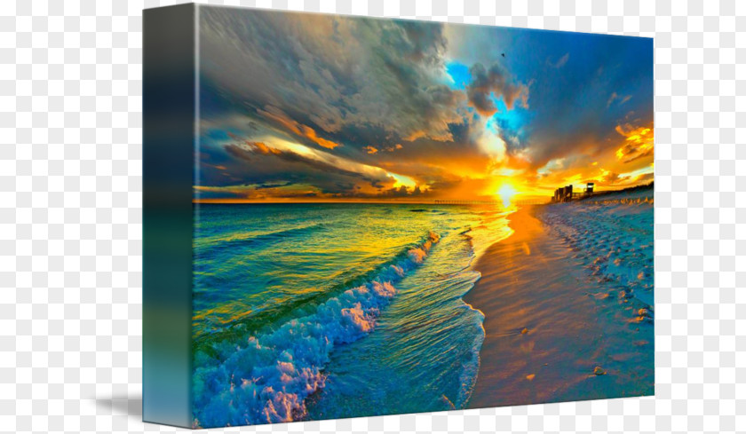 Beach Sunset Shore Pensacola Landscape Painting PNG