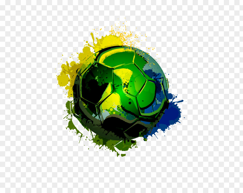 Colorful Vector Football Brazil FIFA World Cup Ink PNG